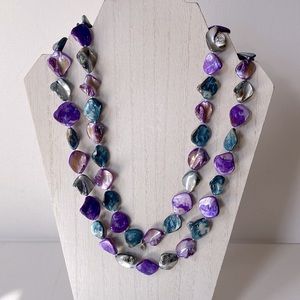 Sally C Treasures SX 925 Dyed Abalone Shell Necklace, 54” Long